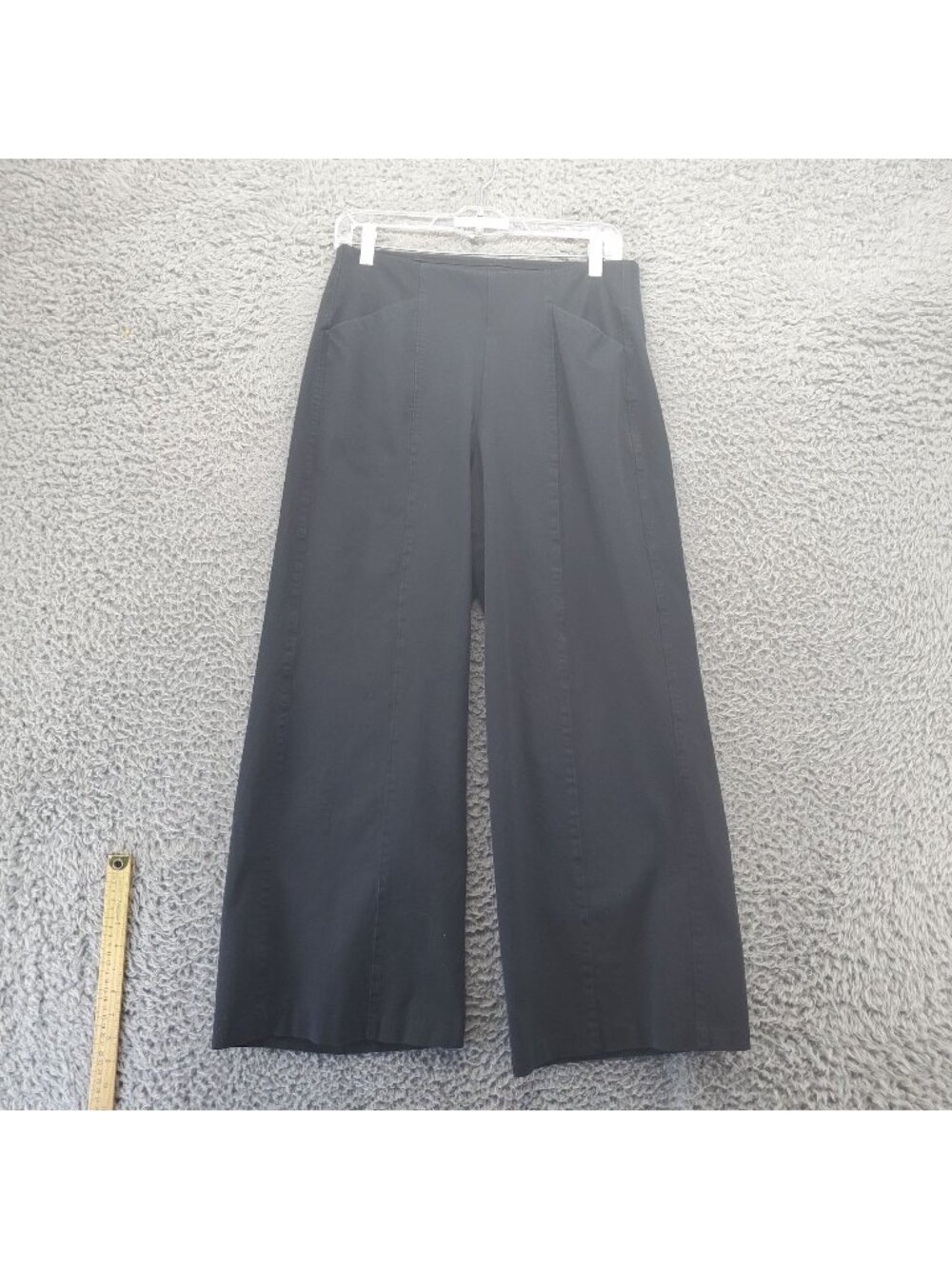 Old Navy Pants Womens Medium Petite Black High-Rise Pixie Wide-Leg Pull On